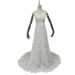 ウエディングドレス  贅沢な小花総レース  編み上げ    結婚式  エレガント   バックレス 1枚目の画像