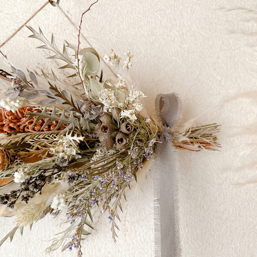 ドライフラワー No.158 テリア雑貨 横長 スワッグ 