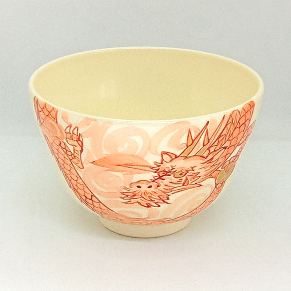 茶碗「十二生肖龍/紅色描金」 京都燒/清水燒 京都傳統工藝品 清水燒 京都燒 抹茶碗 抹茶護身符 龍 第2張的照片