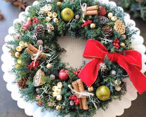 クリスマスリース  【リースサイズ：約Φ30㎝】 2025年 クリスマスリース Lサイズ 直径約33cm 選べる9種類 ドライ