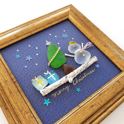 Blue*Xmas*】雪だるま シーグラスアート