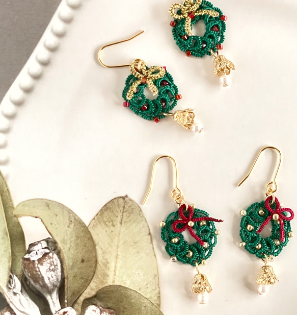 クリスマスチェーンピアス イヤリング ツリー×リース クリスマスチェーンピアス イヤリング ツリー×リース