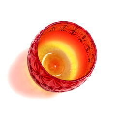 「贅沢仕上げ」琉球ガラス　たる　ｘ　東京切子　千代紙　サンセット 5枚目の画像