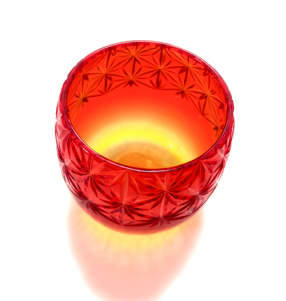 「贅沢仕上げ」琉球ガラス　たる　ｘ　東京切子　千代紙　サンセット 2枚目の画像