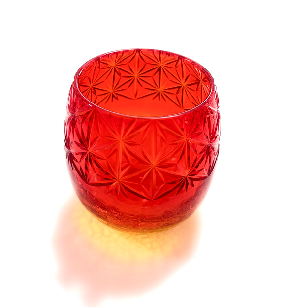 「贅沢仕上げ」琉球ガラス　たる　ｘ　東京切子　千代紙　サンセット 4枚目の画像