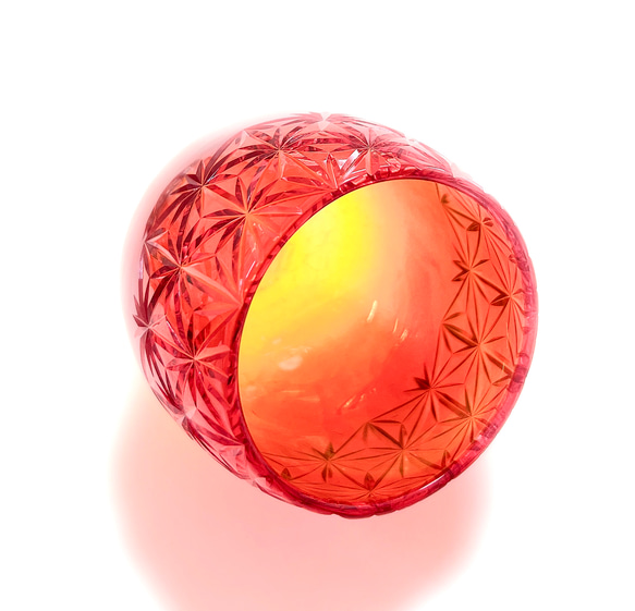 「贅沢仕上げ」琉球ガラス　たる　ｘ　東京切子　千代紙　サンセット 3枚目の画像