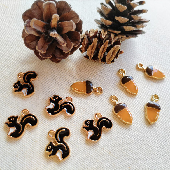 リスとドングリのチャームセット 5個×2 10個 B149/150 チャーム  