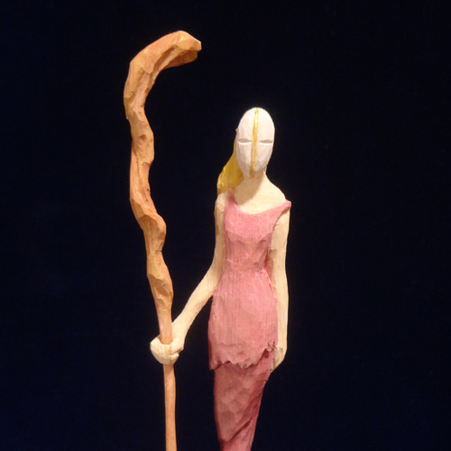 木彫刻 アート『 異国の魔法使い 』 芸術 アート 女性 ハンドメイド 松