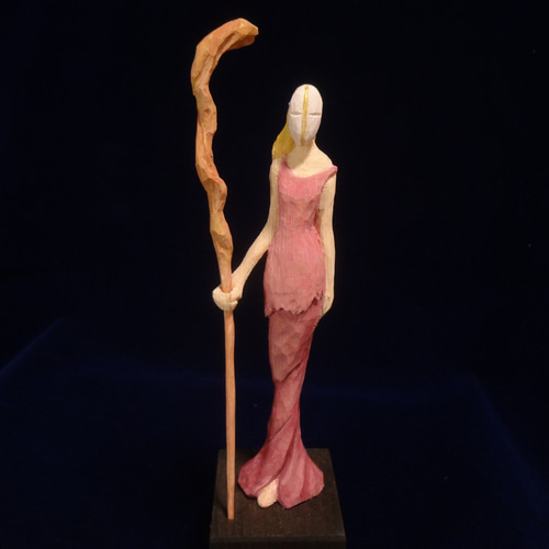 木彫刻 アート『 異国の魔法使い 』 芸術 アート 女性 ハンドメイド 松