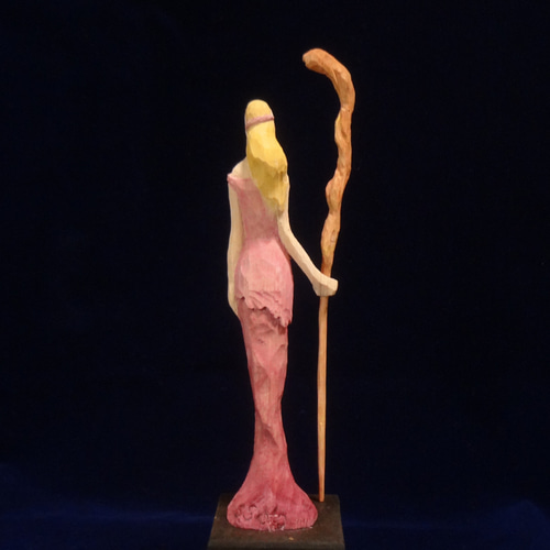木彫刻 アート『 異国の魔法使い 』 芸術 アート 女性 ハンドメイド 松