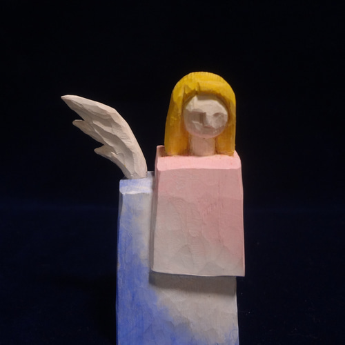 木彫刻 アート『 沈黙の天使 』 エンジェル 芸術 アート 女性