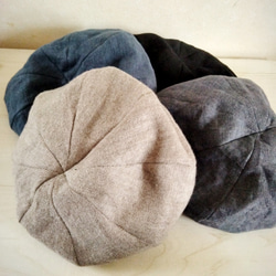 リネンウールのほっこりベレー帽☆モカ☆５６cm 2枚目の画像