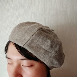 リネンウールのほっこりベレー帽☆モカ☆５６cm 6枚目の画像