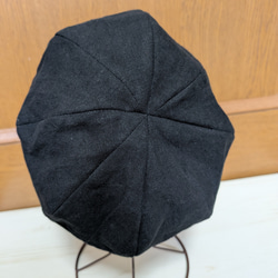 ブラックリネンのほっこりベレー帽☆黒☆５６cm〈受注制作〉再販×2 2枚目の画像