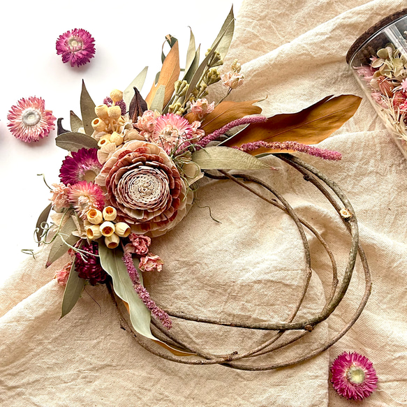 ナチュラルドライフラワーリース ピンク ナチュラルリース ドライフラワー 【公式通販】