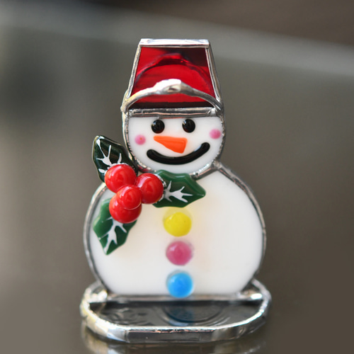 ステンドグラス 可愛い雪だるまさん その他インテリア雑貨 もえくる