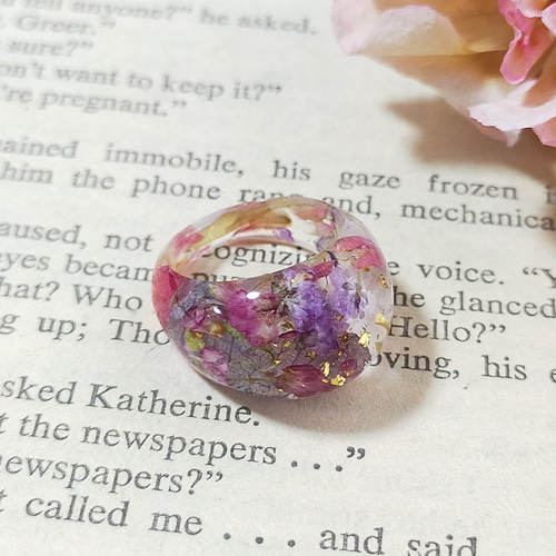 ma minette フラワーガラスピアスクリア