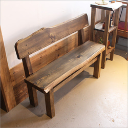 古材 ベンチ ウッドベンチ 椅子 チェア 長椅子 おしゃれ 2人掛け 花台 木製 天然木 飾り台 玄関スツール 和モダン 3枚目の画像