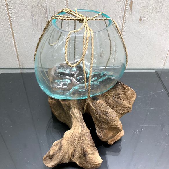 金魚鉢 アクアリウム 水草 インドネシア バリ島 流木ガラス   3 2枚目の画像