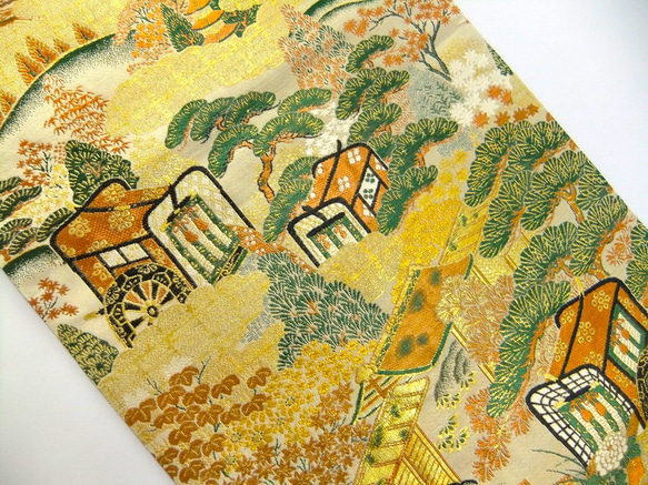 [(16)1764] 202cm/由大正、昭和時代的腰帶改造而成/Goshoguruma Kasamatsubun/掛毯/桌旗 第5張的照片