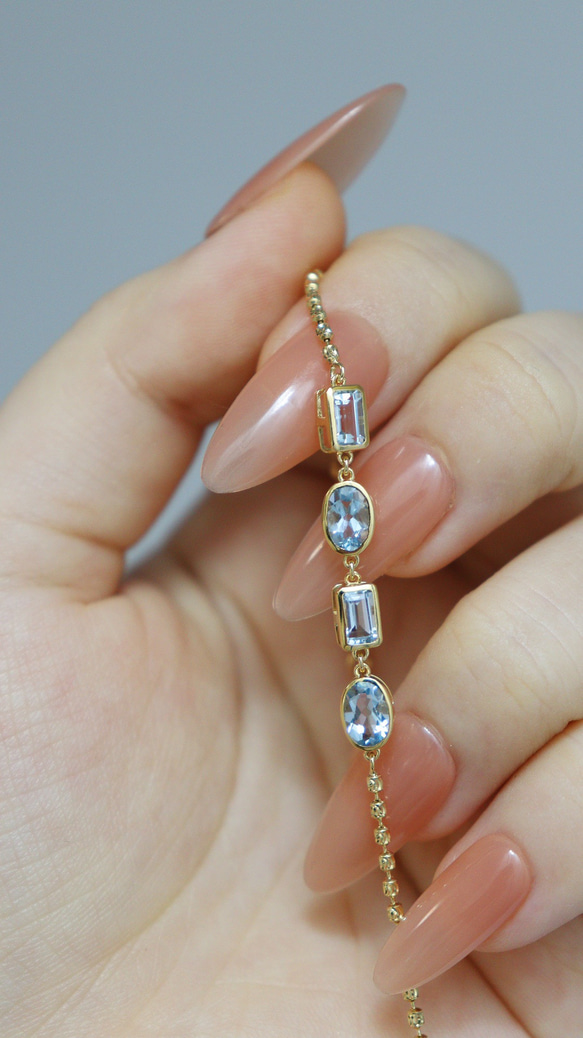 アクアマリンブレスレットk18 ブレスレット パール大好き(購入前に  