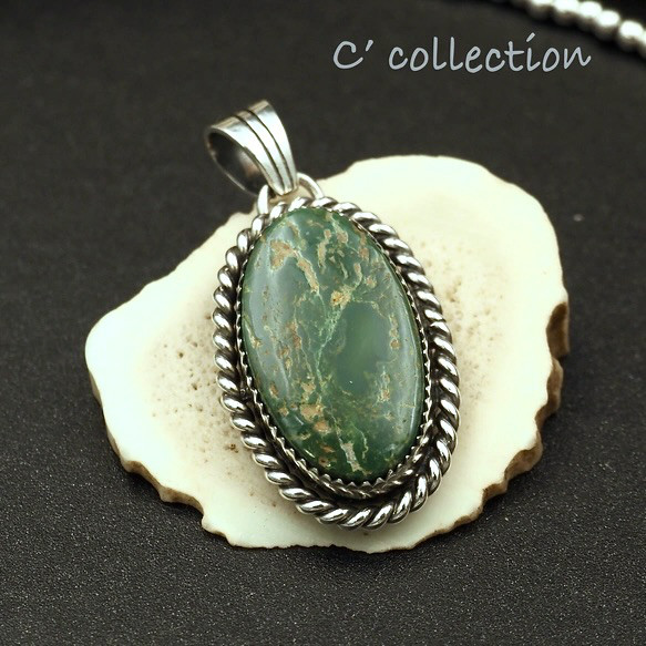 C2N-8 King's Manassa Turquoise  Silver Pendant Top キングスマナッサ