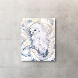 アート原画：「羽渦」キャンバス木枠/油絵/動物/鳥 2枚目の画像