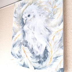 アート原画：「羽渦」キャンバス木枠/油絵/動物/鳥 4枚目の画像