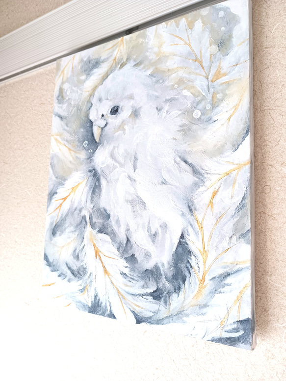 アート原画：「羽渦」キャンバス木枠/油絵/動物/鳥 4枚目の画像