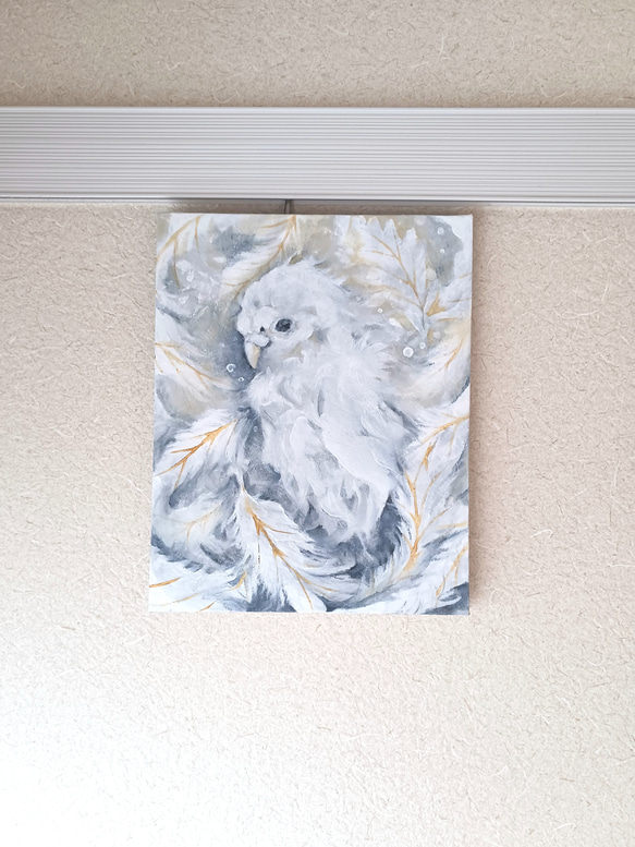 アート原画：「羽渦」キャンバス木枠/油絵/動物/鳥 5枚目の画像