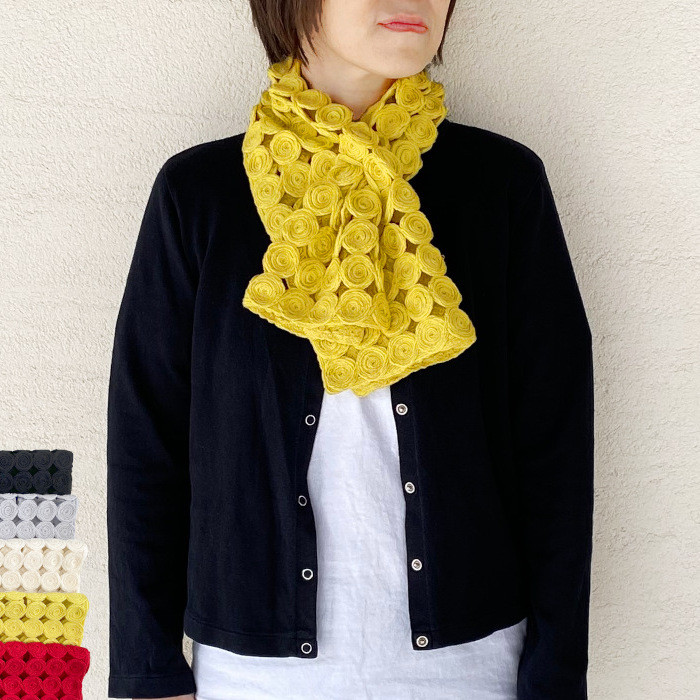 サークル柄 ウール100％ 差し込みショートマフラー 全5色 日本製