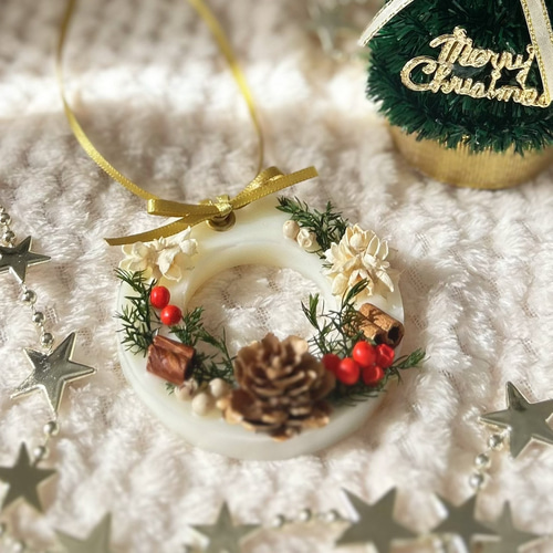 CHRISTMAS】柑橘香るリースのアロマワックスサシェ～frozentangerine
