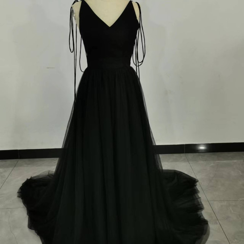 上品！ブラック パーティードレス キャミソール ワンピース パーティー  