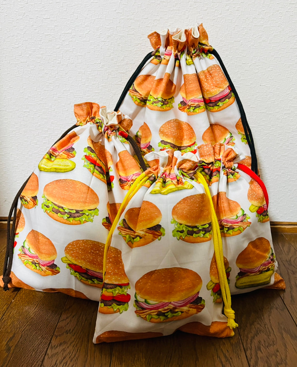 ハンドメイド 巾着袋 ハンバーガー シュナウザー ハンドメイド