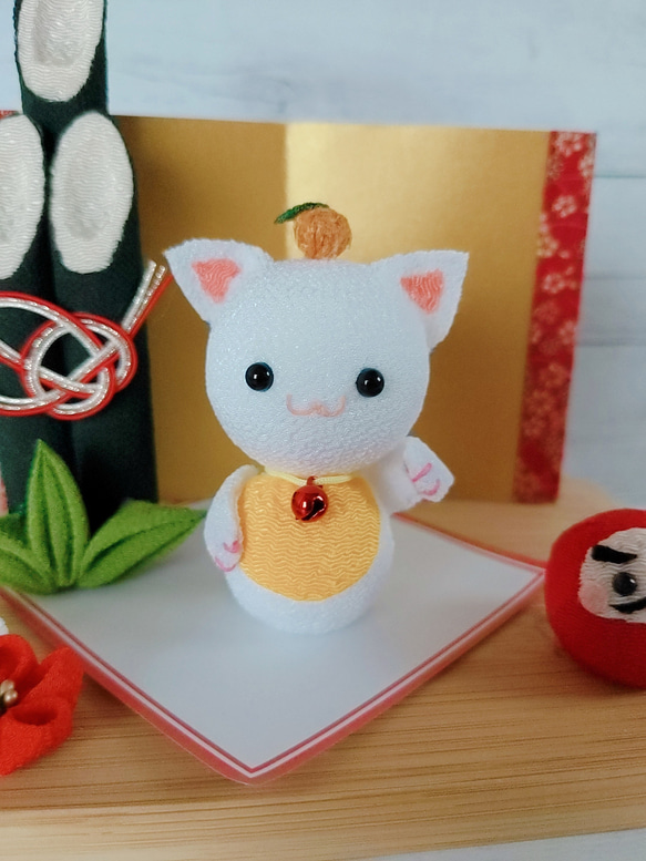毎年飾れるお正月飾り 招き猫 門松 つまみ細工 ちりめん細工