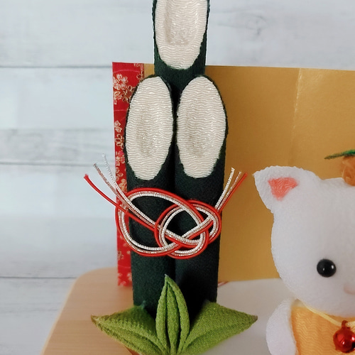 毎年飾れるお正月飾り 招き猫 門松 つまみ細工 ちりめん細工