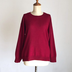 AP STUDIO クラシッククルーネックセーター　赤 SLOANE スローン *3Gコットン畦編みクルーネックニットプル