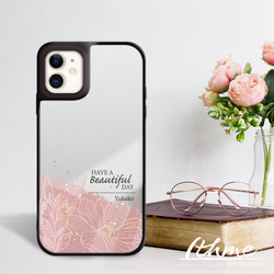 ミラー / Beautiful ★ 名入れ可【スマホケース・耐衝撃グリップミラーケース iphone カバー・花 葉】 12枚目の画像