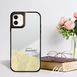 ミラー / Beautiful ★ 名入れ可【スマホケース・耐衝撃グリップミラーケース iphone カバー・花 葉】 11枚目の画像