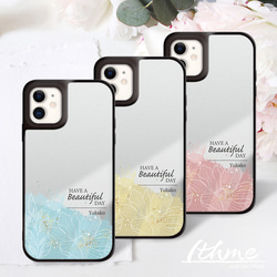 ミラー / Beautiful ★ 名入れ可【スマホケース・耐衝撃グリップミラーケース iphone カバー・花 葉】 2枚目の画像