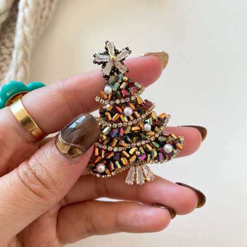 \"ゲラクシーツリー\"ハンドメイドヘアゴム/ブローチ ゲラクシーツリー