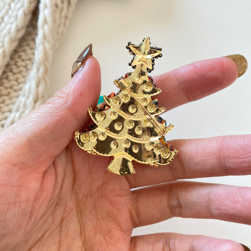 F375【ブローチ/高品質】クリスマスツリー/超おしゃれ/韓国風/上品