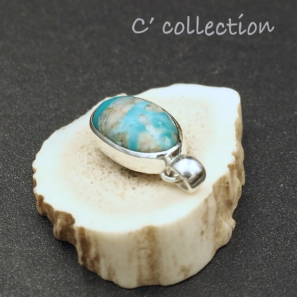 C2N-11 Royston Turquoise  Silver Pendant Top ロイストンターコイズ トップ 3枚目の画像