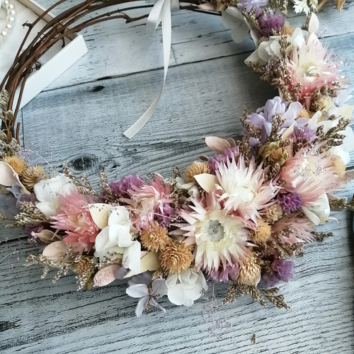 ドライフラワー お花のハーフリース インテリア壁飾り花雑貨 ドライフラワー お花のハーフリース インテリア壁飾り花雑貨 限定1個