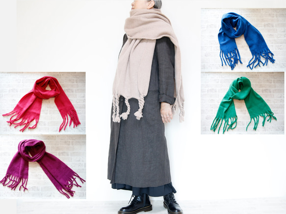 色が選べる ５色展開 ふわもこ素材のオーバーサイズドマフラー ギフトにも ワントーンコーデのアクセントにも◎ 1枚目の画像