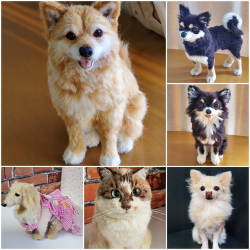 羊毛フェルトオーダーメイド、受注制作、羊毛フェルト犬、ペット