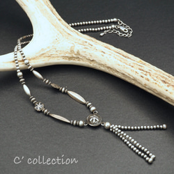 C2N-4 Native Handmade Beads Custom Necklace シルバービーズネックレス 1枚目の画像