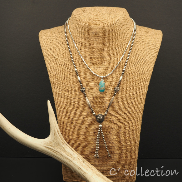 C2N-4 Native Handmade Beads Custom Necklace シルバービーズネックレス 5枚目の画像