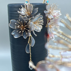 桜 -黒銀- 簪 ディップアート アメリカンフラワー 卒業式 入学式 春