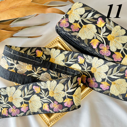 30cm  インド刺繍リボン シルク  花柄 14枚目の画像
